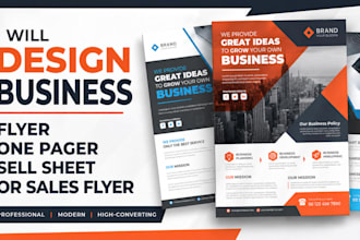 design business flyer, one pager, sell sheet, or sales flyer