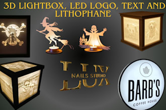 create custom 3d printable lightbox, led logo, text and lithophane stl 3mf