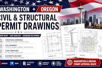 prepare washington and oregon civil structural permit drawings