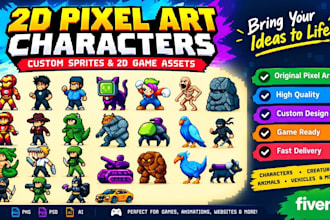 design cartoon character and game sprites for animation