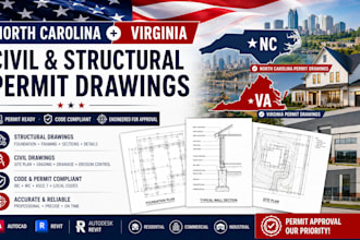 prepare north carolina and virginia civil structural permit drawings