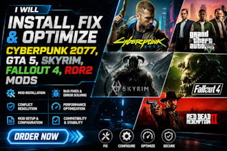 install fix and optimize cyberpunk 2077 gta 5 skyrim fallout 4 rdr2 mods