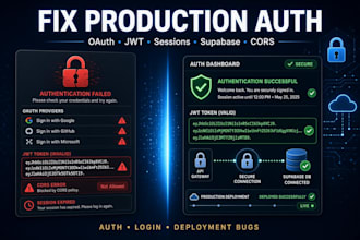 fix production authentication, oauth, jwt, supabase, cors, deployment bugs, apis