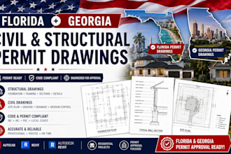 prepare florida and georgia civil structural permit drawings