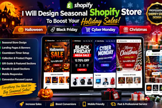 design shopify halloween black friday cyber monday and christmas shopify store