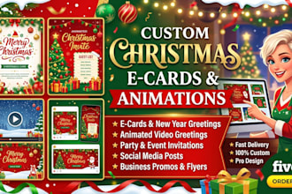 design christams ecard, invitation, animated video, christmas video , birthday