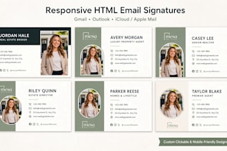 design clickable HTML email signature for brands gmail, outlook and icloud mails