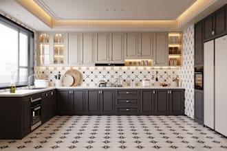 3d interior visualization bathroom and kitchen rendering