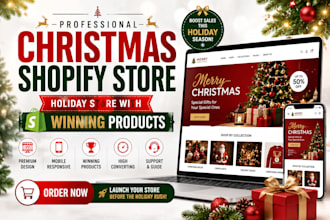 christmas shopify store, holiday shopify store with christmas winning products
