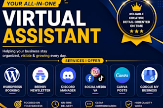 be your social media discord manager VA beehiv newsletter automation canva posts