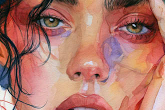 paint watercolor portrait art, watercolor painting