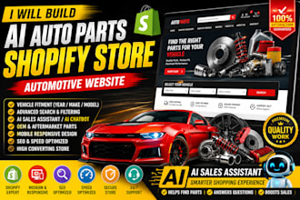 design auto part shopify store, automotive website, tire, rim, ai shopping agent
