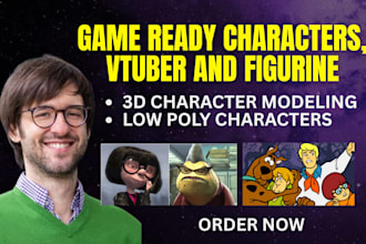 create game ready 3d characters, vtuber or vrm avatars and 3d printable figurine