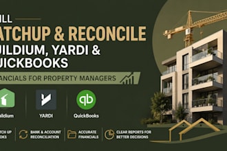 catchup cleanup reconcile buildium yardi  quickbooks bookkeeping for real estate