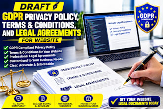 draft gdpr privacy policy, terms and conditions, and legal agreements for websit