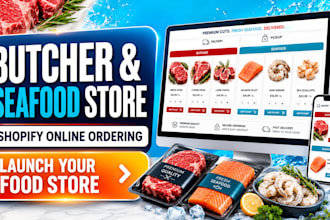 design shopify butcher seafood store with local delivery and online ordering
