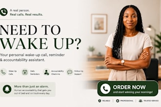 be your wake up call assistant, alarm reminder and accountability partner