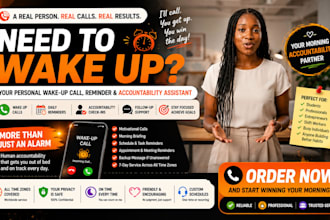 be your wake up call assistant, alarm reminder and accountability partner