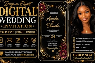 design an elegant digital wedding invitation for phone, wedding invitation email