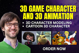 create a cartoon 3d character model for games, animation and branding