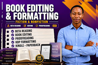 ghostwrite, beta read, book edit and format fiction, nonfiction books for KDP