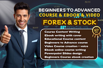 create stock ebook, forex trading course, ebook writing, video course, elearning