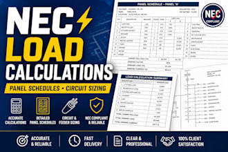 do nec electrical load calculations, panel schedules and circuit sizing