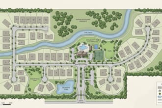 design realistic 2d and 3d landscape, property, site and master plan