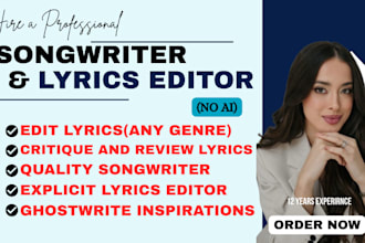 write professional original songs,lyrics and catchy melodies