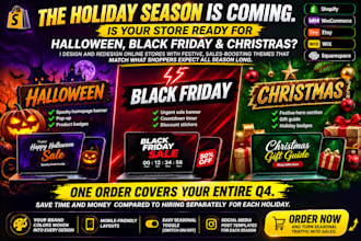 design and redesign your store for christmas black friday and halloween store