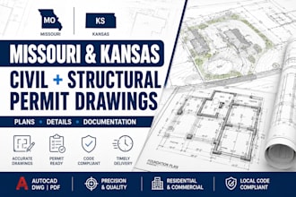 prepare missouri kansas civil structural permit drawings
