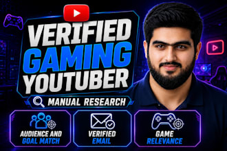 find verified gaming youtube influencers with email for sponsorship and outreach