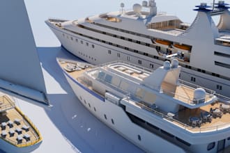 create realistic 3d ship, boat, yacht, and naval vessel models and renders