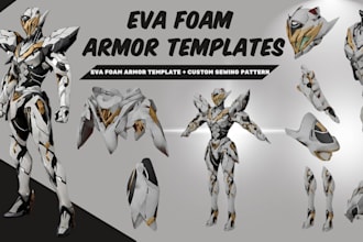 design custom cosplay patterns, eva foam armor template and sewing pattern