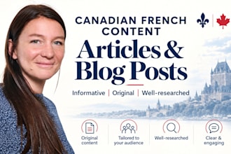 write professional articles and blog posts in canadian french