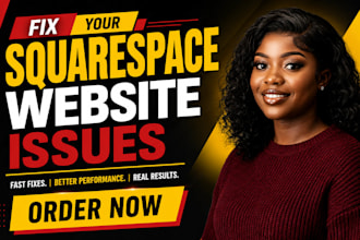fix squarespace layout, design issues and contact form problems, squarespace