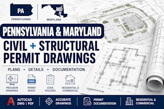 prepare pennsylvania maryland civil structural permit drawings