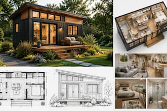 create detailed tiny house, cottage and adu architectural plans for permit ready