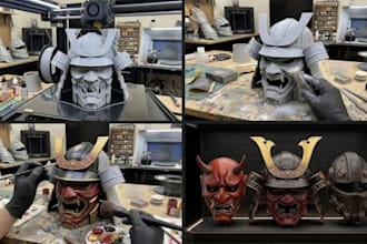 3d print and paint custom anime cosplay dj mask, helmet and props with shipping