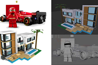 design custom 3d lego model lego set toys manual instructions 3d lego car bike