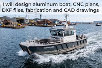 design aluminum boat, cnc plans, dxf  files, fabrication and cad drawings