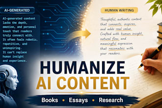 humanize ai content, books, essays and research