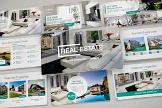 design powerpoint investor presentation decks, canva real estate brochures