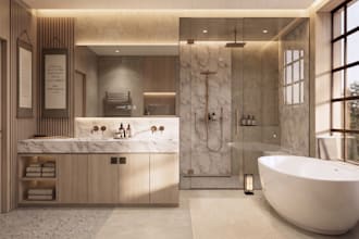 bathroom interior design with autodesk revit, 3d rendering, and enscape