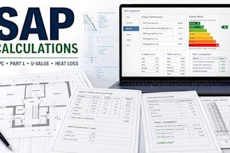 provide sap calculations, epc, part l compliance, heat loss and u value reports