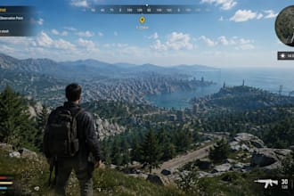 develop an immersive open world game with missions, combat, and exploration