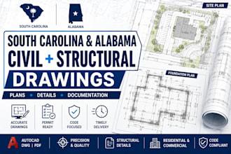 prepare south carolina alabama civil structural drawings