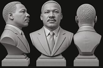 sculpt realistic 3d head bust model convert 2d to 3d head model printing stl