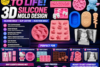 design 3d silicone mold cad model for resin cookie chocolate soap injection mold