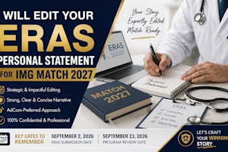 deeply edit and enhance your eras personal statement for img match 2027 for 24hr
